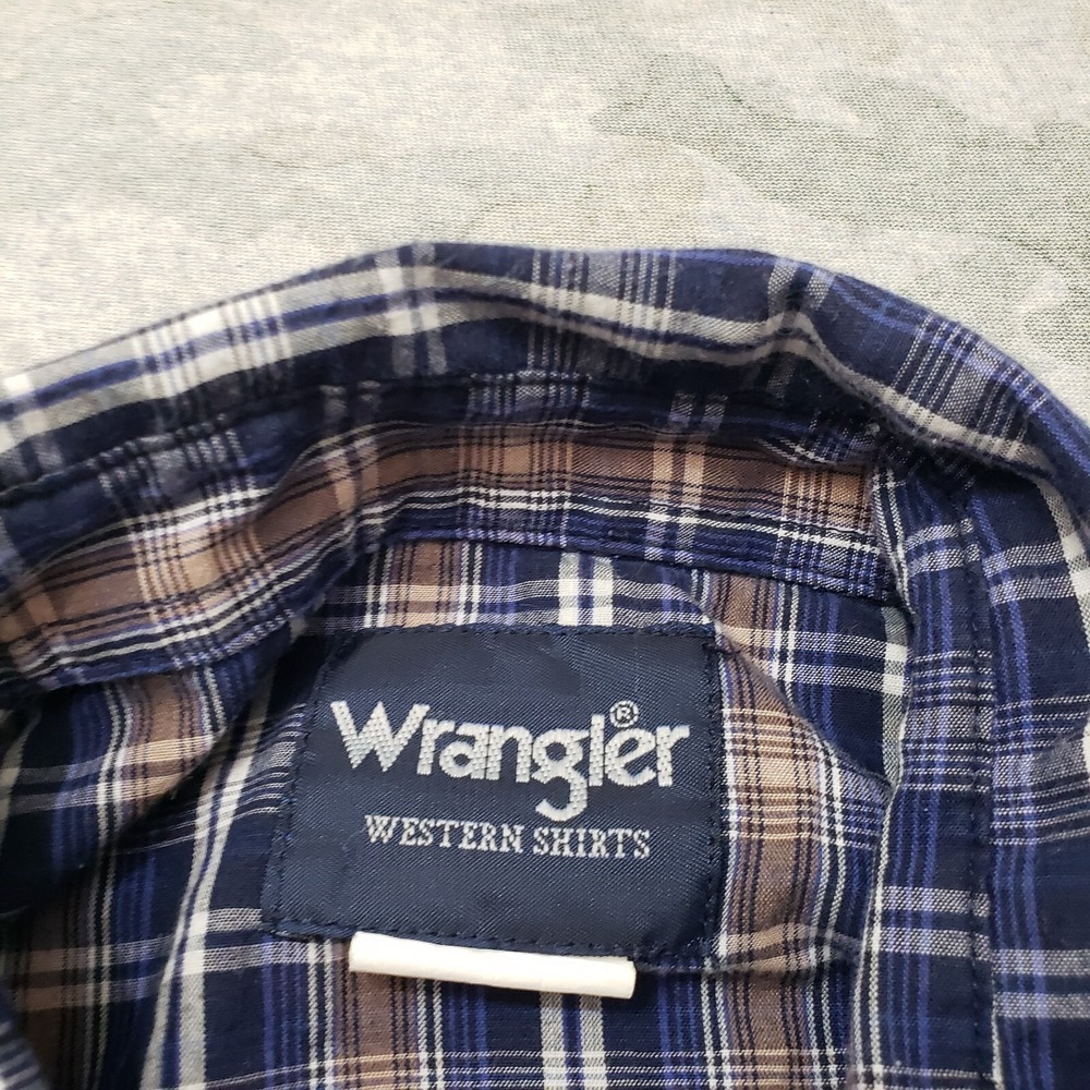 Wrangler Western Shirt Mens Small Blue Pockets Pearl Snap Long Sleeve - Picture 4 of 8